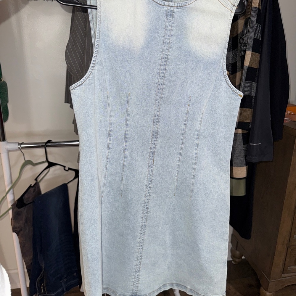 Sleeveless Light Blue Denim Dress